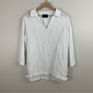 Tahari White Linen Tunic